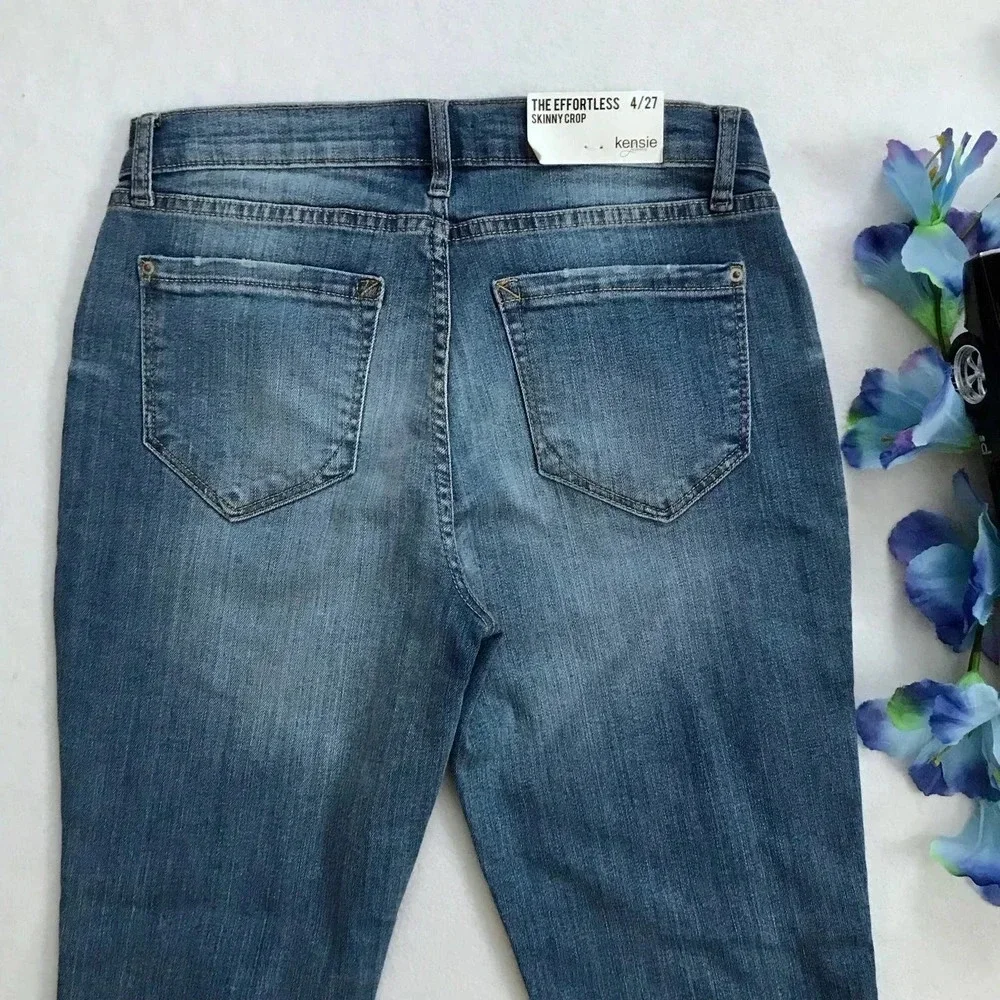 Kensie NWT Distressed Skinny Crop Jeans Women 4/27